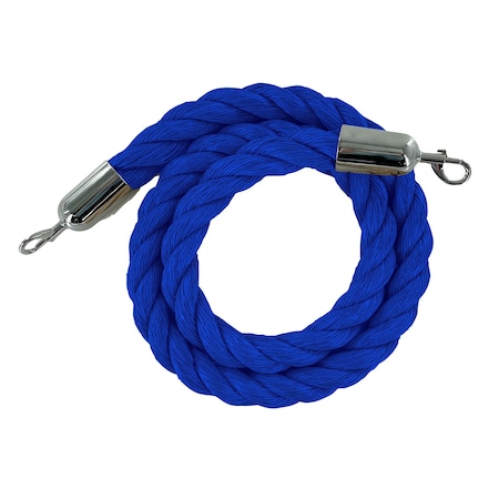 Twisted Polyprop.Rope Blue With Pol.Steel Snap Ends 8ft.Cotton Core